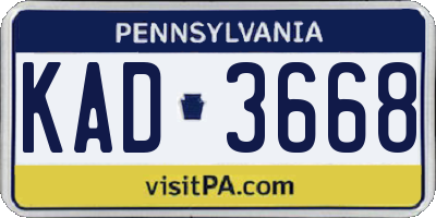 PA license plate KAD3668