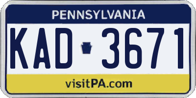 PA license plate KAD3671