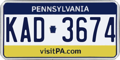 PA license plate KAD3674