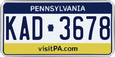 PA license plate KAD3678