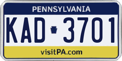PA license plate KAD3701