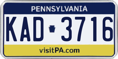 PA license plate KAD3716