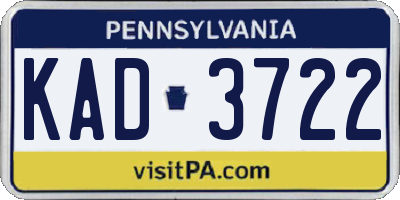 PA license plate KAD3722