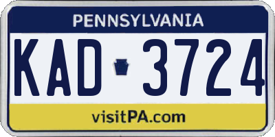 PA license plate KAD3724