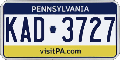 PA license plate KAD3727