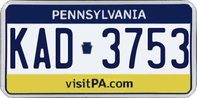 PA license plate KAD3753