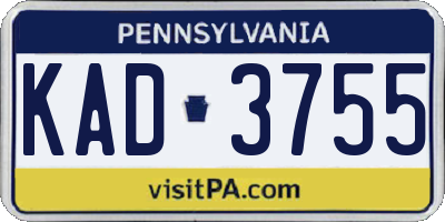 PA license plate KAD3755