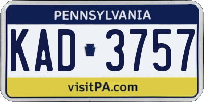 PA license plate KAD3757