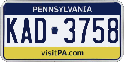 PA license plate KAD3758