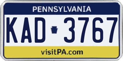 PA license plate KAD3767
