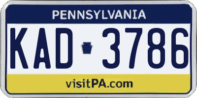 PA license plate KAD3786