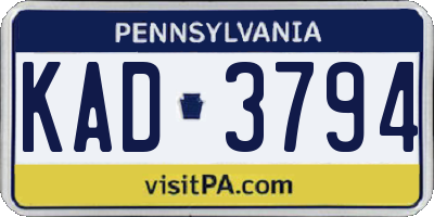 PA license plate KAD3794