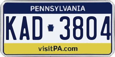 PA license plate KAD3804