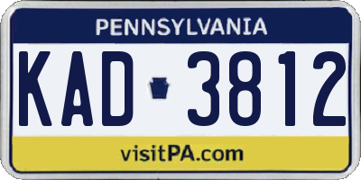 PA license plate KAD3812