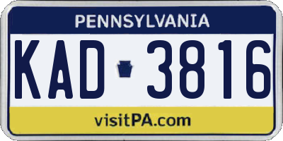 PA license plate KAD3816