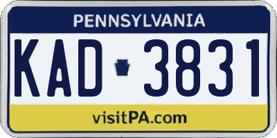 PA license plate KAD3831