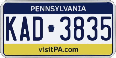 PA license plate KAD3835