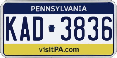 PA license plate KAD3836