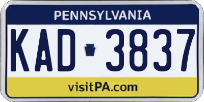 PA license plate KAD3837
