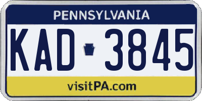 PA license plate KAD3845