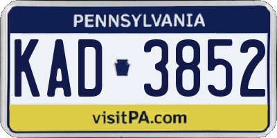 PA license plate KAD3852