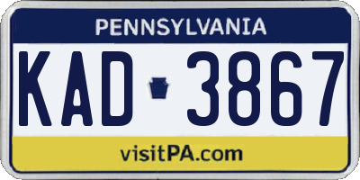 PA license plate KAD3867