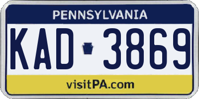 PA license plate KAD3869