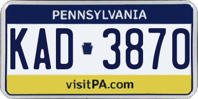 PA license plate KAD3870