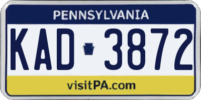 PA license plate KAD3872