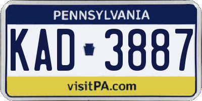PA license plate KAD3887
