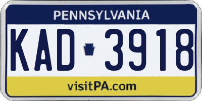 PA license plate KAD3918