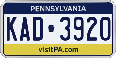 PA license plate KAD3920