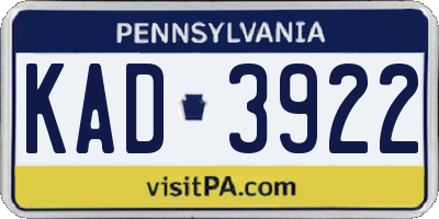 PA license plate KAD3922
