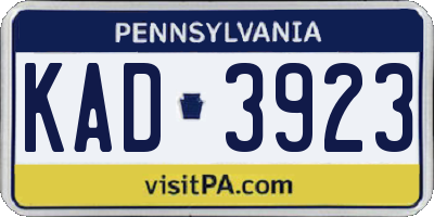 PA license plate KAD3923