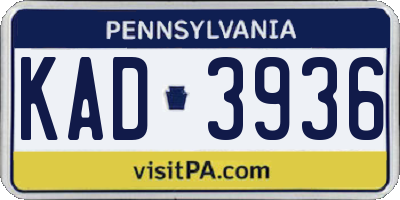 PA license plate KAD3936