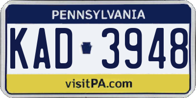 PA license plate KAD3948