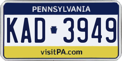 PA license plate KAD3949