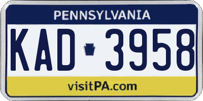 PA license plate KAD3958