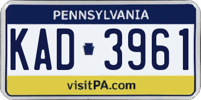 PA license plate KAD3961