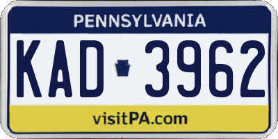 PA license plate KAD3962