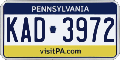 PA license plate KAD3972