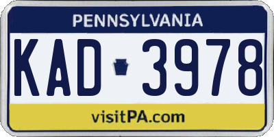PA license plate KAD3978
