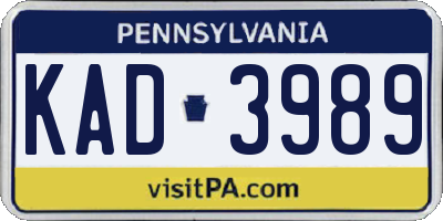 PA license plate KAD3989