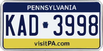 PA license plate KAD3998
