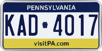 PA license plate KAD4017