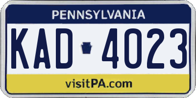 PA license plate KAD4023