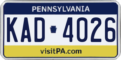 PA license plate KAD4026