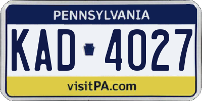 PA license plate KAD4027