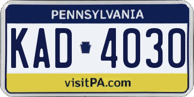 PA license plate KAD4030