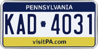 PA license plate KAD4031